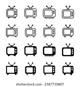 Set of television icon symbol vector on white background