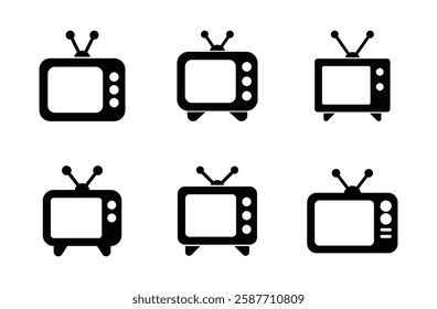 Set of television icon symbol vector on white background