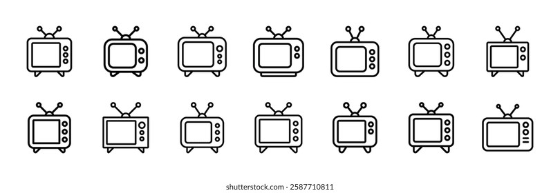 Set of television icon symbol vector on white background