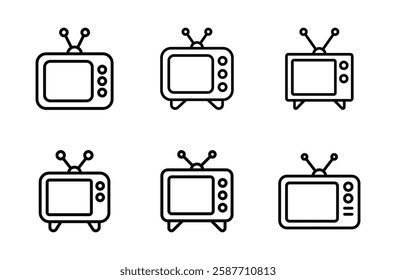 Set of television icon symbol vector on white background