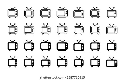 Set of television icon symbol vector on white background