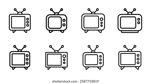 Set of television icon symbol vector on white background