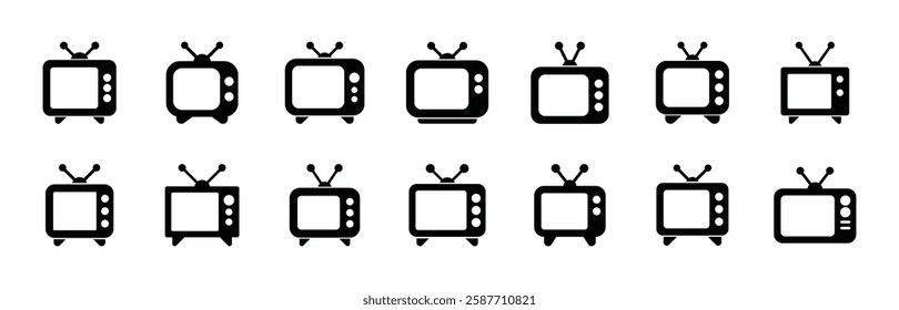 Set of television icon symbol vector on white background