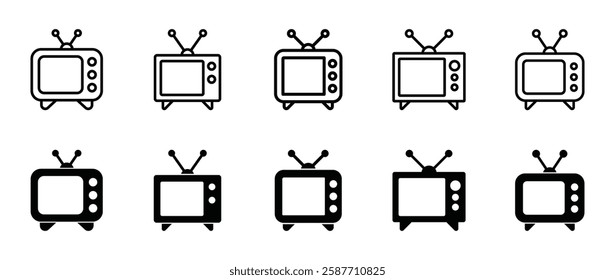 Set of television icon symbol vector on white background