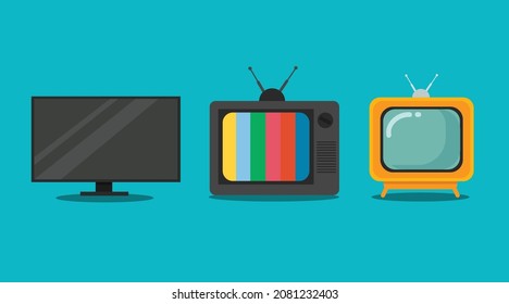 set of television icon vector