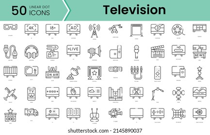 Set of television icons. Line art style icons bundle. vector illustration