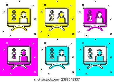 Set Television report icon isolated on color background. TV news.  Vector