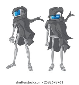set television robot with a cape covering it