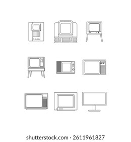 Set of Television from time to time, thin line icon design, illustration template icon