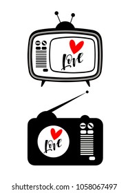set, television, vector, tv, retro, technology, design, screen, silhouette, symbol