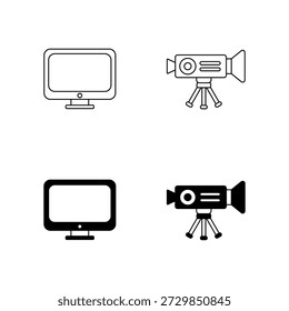 Conjunto de ícones de televisão e câmera de vídeo 