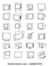 Set Televisions, vintage, vector illustration