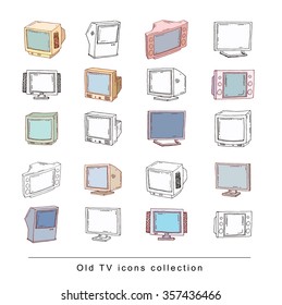 Set Televisions, vintage, vector illustration