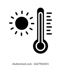 Conjunto de ícones de temperatura. Símbolo do ícone da escala de temperatura. Sinal de tempo. Ícone do termômetro. Símbolo de temperatura de ar quente em linha e estilo plano para aplicativos e sites, ilustração vetorial
