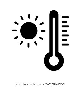 Conjunto de ícones de temperatura. Símbolo do ícone da escala de temperatura. Sinal de tempo. Ícone do termômetro. Símbolo de temperatura de ar quente em linha e estilo plano para aplicativos e sites, ilustração vetorial