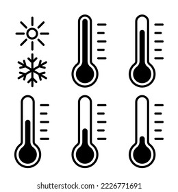 Set von Temperatursymbolen. Warmes und kaltes Symbol. Vektorgrafik