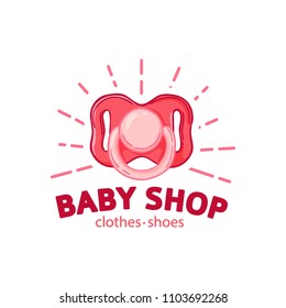 Set templae design color logo for baby store. Symbol, label and badge for children shop with element newborn stuff. Vector
