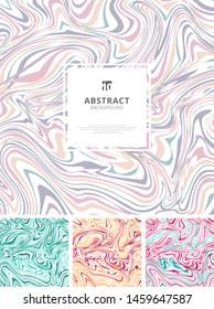 Set of template abstract hand drawn ink wavy strokes liquid marble patterns texture. Creative fluid colors backgrounds. You can use for design cover, flyer, poster, placard, brochure, banner web