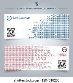 Set of template abstract technology digital data square blue and red pattern pixel background. Vector corporate design