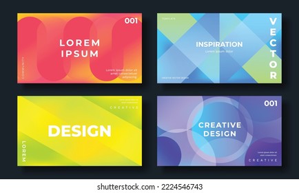 Set of template background design vector. Collection of creative abstract gradient vibrant colorful curve, geometric shape background. Design illustration for business card, cover, banner, wallpaper.