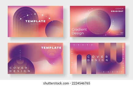 Set of template background design vector. Collection of creative trendy vibrant abstract gradient circle, curve, round, sparkling, blurred background. Design for business card, cover, banner, poster.