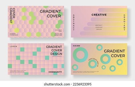 Set of template background design vector. Collection of creative gradient vibrant colorful shape pattern, geometric shape background. Design illustration for business card, cover, banner, wallpaper.