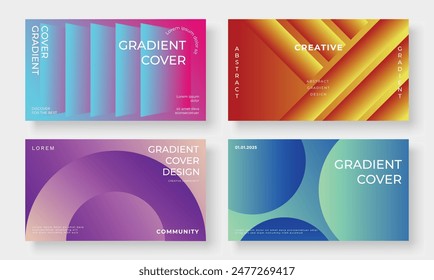 Conjunto de Vector de diseño de fondo de Plantilla. Colección de fondo de forma geométrica 3d de perspectiva colorida vibrante de gradiente abstracto creativo. Diseño de arte para tarjeta de visita, cubierta, Anuncio, Fondo de pantalla.