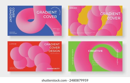 Set of template background design vector. Collection of creative abstract gradient vibrant colorful perspective 3d geometric shape background. Art design for business card, cover, banner, wallpaper.