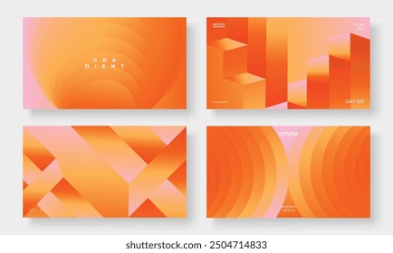 Conjunto de Vector de diseño de fondo de Plantilla. Colección de fondo abstracto creativo de la forma geométrica 3D de la perspectiva rosada y naranja del gradiente. Diseño de arte para tarjeta de visita, cubierta, Anuncio, Fondo de pantalla.