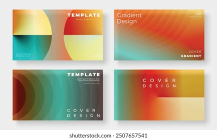 Set of template background design vector. Collection of creative abstract gradient vibrant colorful perspective geometric shape background. Art design for business card, cover, banner, wallpaper.