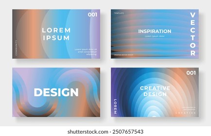 Set of template background design vector. Collection of creative abstract gradient vibrant colorful perspective geometric shape background. Art design for business card, cover, banner, wallpaper.