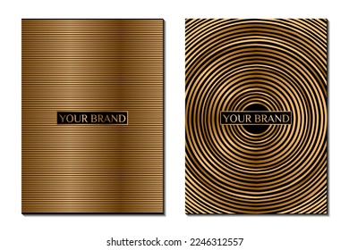 Un conjunto de fondos de plantilla y banners en oro	