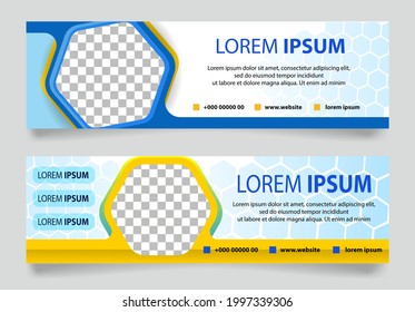 set plantilla banner color amarillo azul moderno