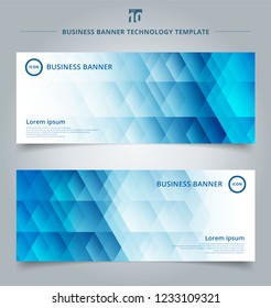 Set of template banner web geometric hexagon pattern blue background technology concept. Vector corporate design