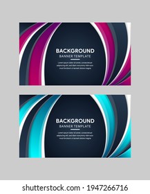 Set of template banners and text box for design abstract background. dark background combined with white, blue and pink gradient colors. Horizontal layout. 