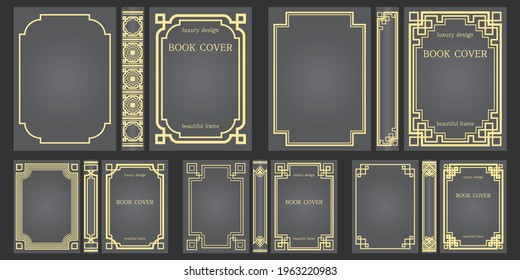 Set Of Template For Books Covers And Spine Design. Retro Frames. Art Deco Brochure Cover Design. Geometric Pattern. Vector Illustration.