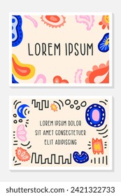 Set of template with bright modern flat hand drawn doodle element