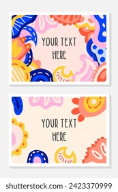 Set of template with bright modern flat hand drawn doodle element