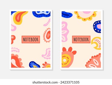 Set of template with bright modern flat hand drawn doodle element