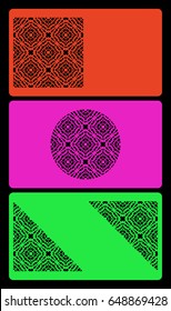 set of template for business card, with cut out geometrical pattern vector illustration.