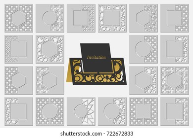 Set template cards to cut. Topper. Use for congratulations, invitations, presentations, weddings. Vector illustration.