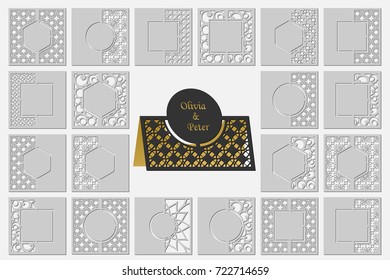 Set template cards to cut. Topper. Use for congratulations, invitations, presentations, weddings. Vector illustration.