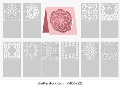 Set template cards to cut. Topper. Use for congratulations, invitations, presentations, weddings. Vector illustration.
