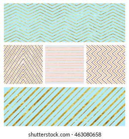 Set of template cards with gold stripe vector illustration