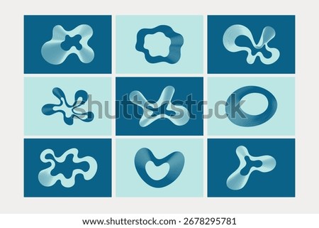 Set of template cards with organic wavy shapes for banner and web design, modern amorphous forms