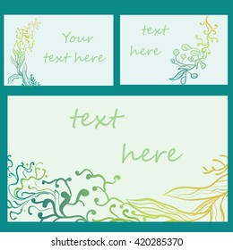 Set  of template cards with place for text. Clip art for design, print, banners, cards, invitation, template. Marine theme.