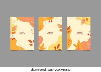 set template collection greeting card happy autumn vector illustration eps 10