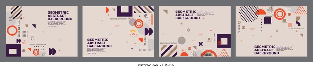 Set of the Template with Colorful Abstract Geometric on the Border Position and Space for Text. Geometric Background for Business or Corporate Presentation. Vector illustration