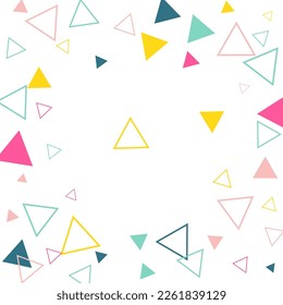 Set of template with colorful gradient triangle pattern on each corner position with white space. Abstract geometric background.