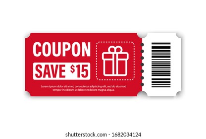 Set of Template Coupon. Gift Coupon element template, graphics design. Voucher promo code. Shopping, marketing, food and drink, business. Vector illustration.